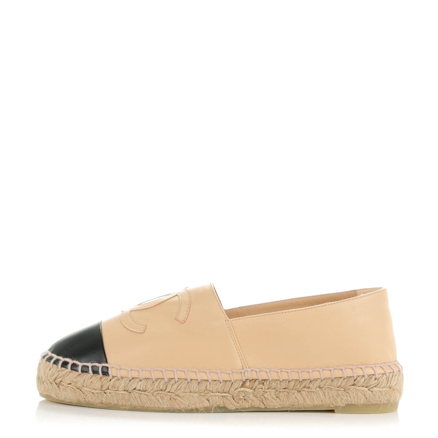 Lambskin CC Espadrilles 36 Beige Black