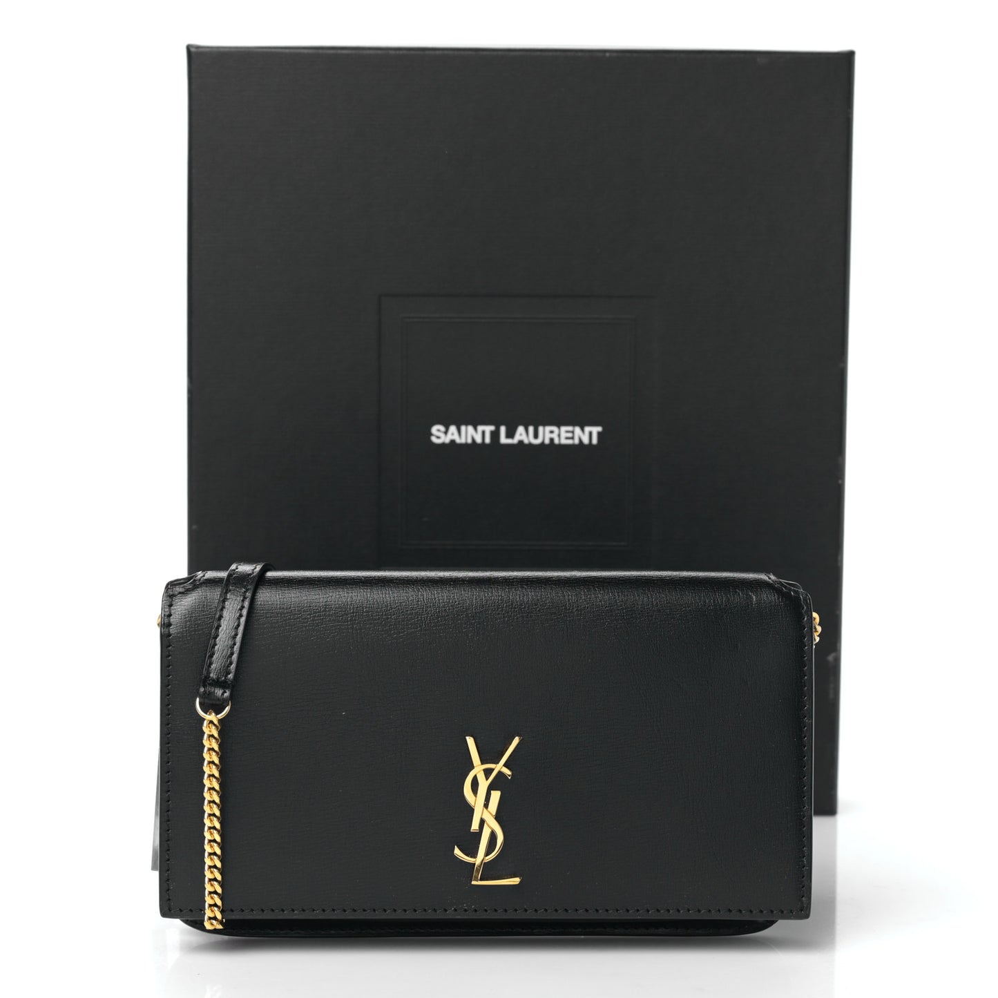 Smooth Calfskin Monogram Phone Holder Crossbody Black