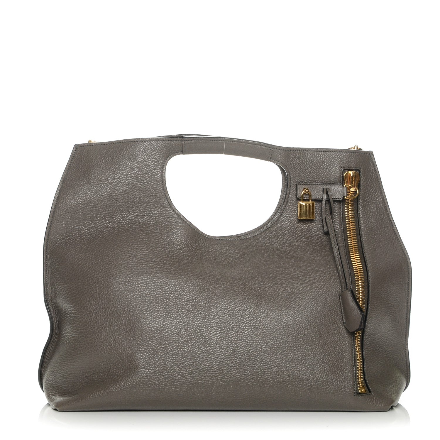 Tom Ford Grained Calfskin Alix Padlock Zip Tote Graphite 1 of 7