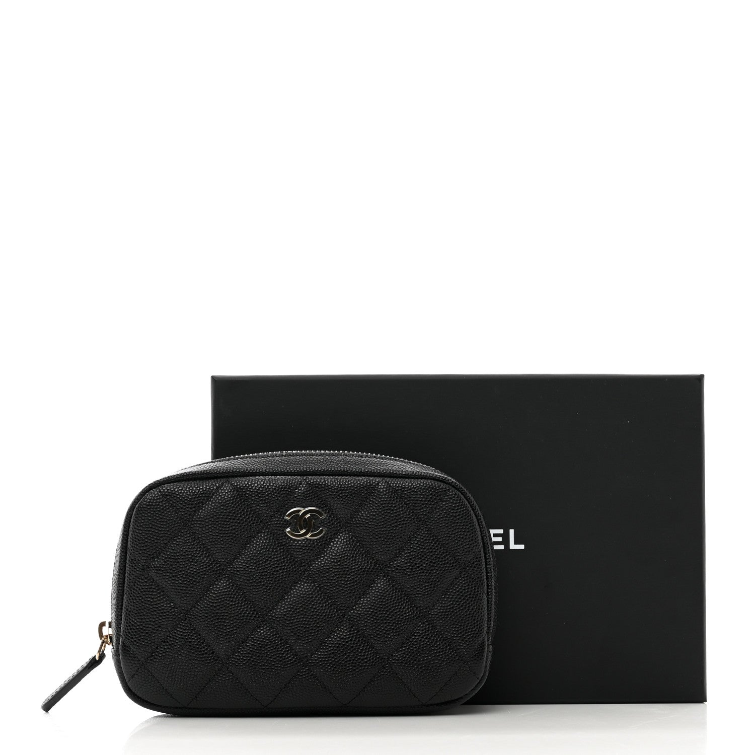Chanel Caviar Quilted Small Curvy Pouch Cosmetic Case Black 8 of 8