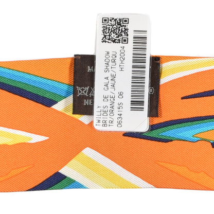 Hermes Silk Brides De Gala Shadow Twilly Orange Jaune Turquoise 4 of 4