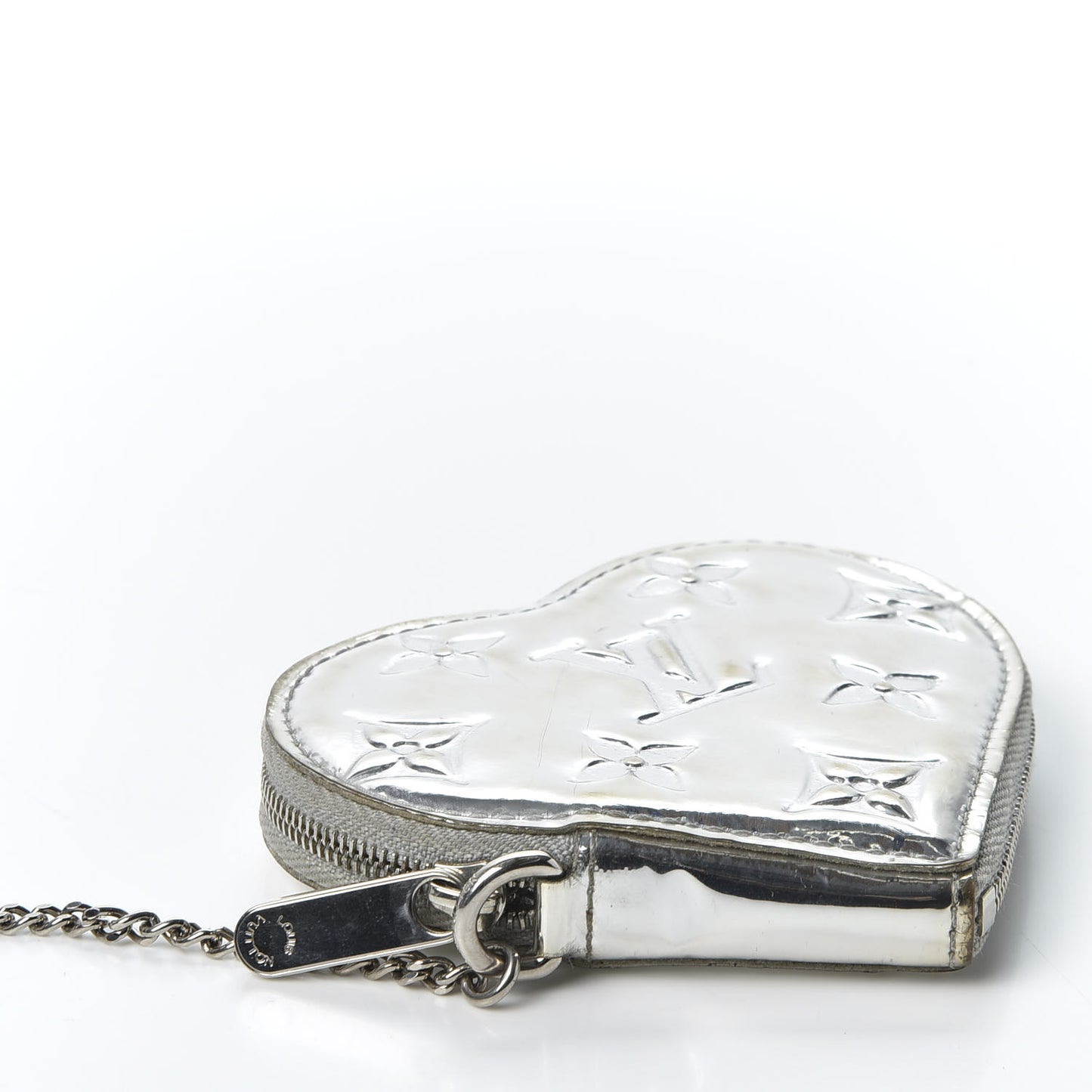 Monogram Miroir Heart Coin Purse Silver