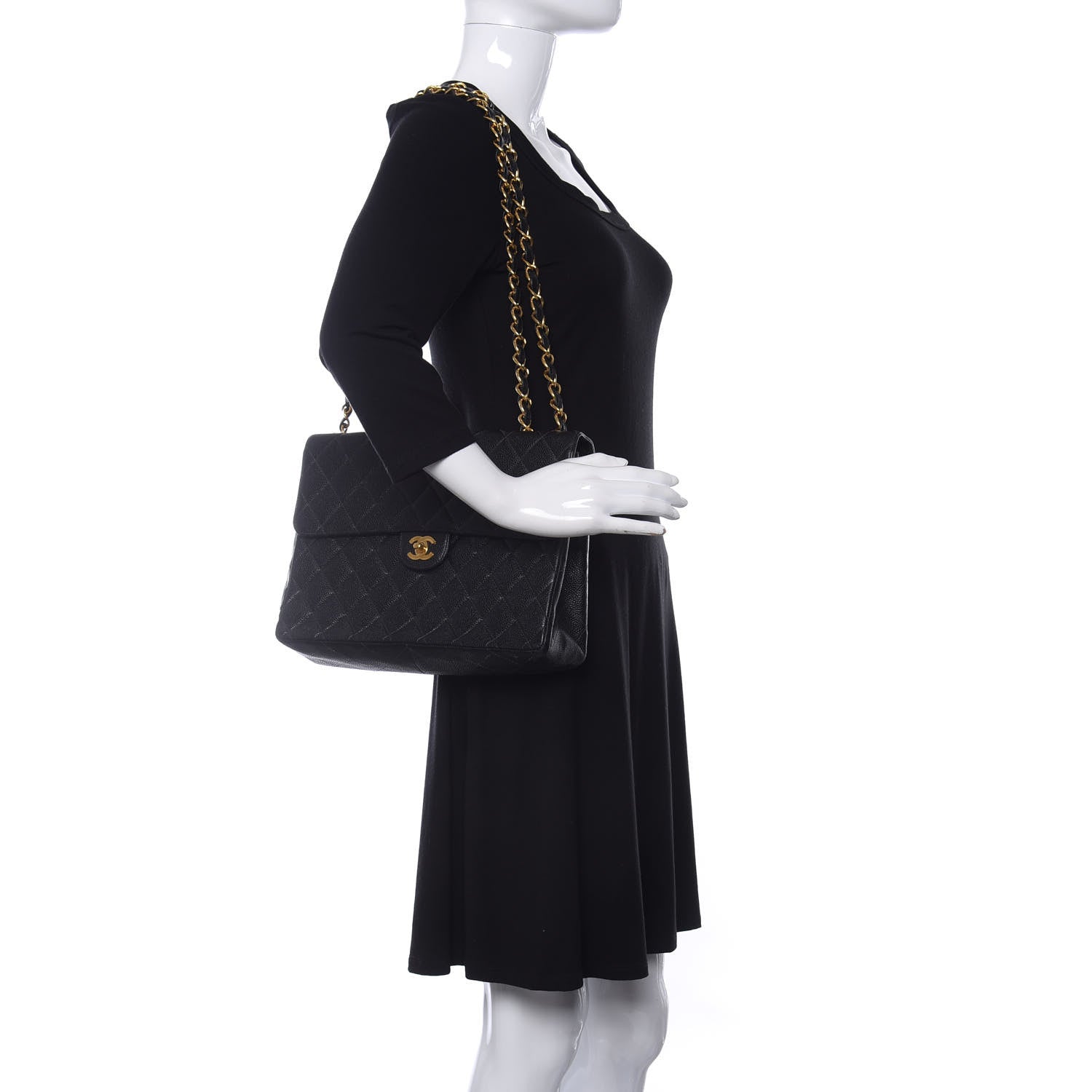 Chanel Caviar Quilted Jumbo Single Flap Black 2 of 10