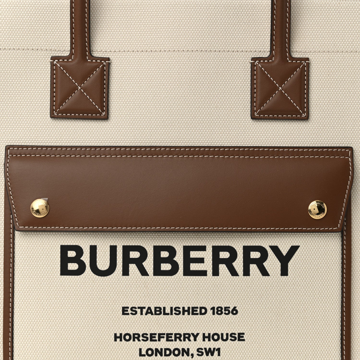 Burberry Canvas Smooth Calfskin Medium Two Tone Freya Tote Natural Tan 7 of 10