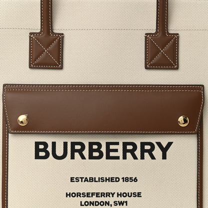 Burberry Canvas Smooth Calfskin Medium Two Tone Freya Tote Natural Tan 7 of 10