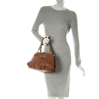 Fendi Crinkled Lambskin Small Mia Tote Camel 2 of 8