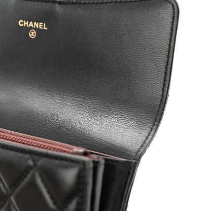 Chanel Lambskin Quilted Large Gusset Flap Wallet Black 10 of 15