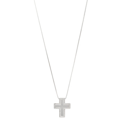Damiani 18K White Gold Diamond Cross Pendant Necklace 1 of 4