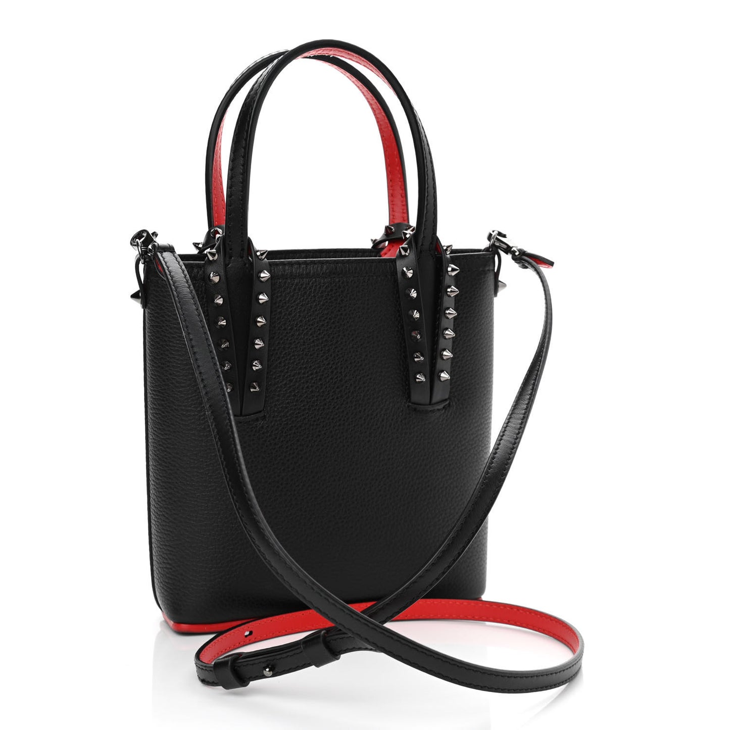 Calfskin Spikes Mini North South Cabata Tote Black