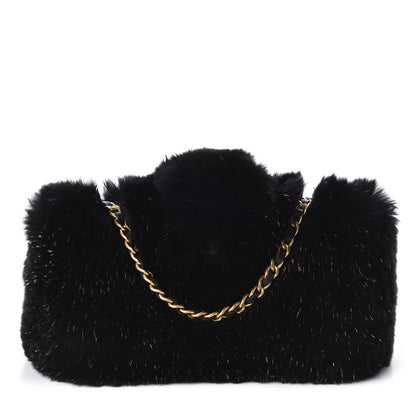 Chanel Rabbit Fur Small Clutch With Chain Black 1 of 12