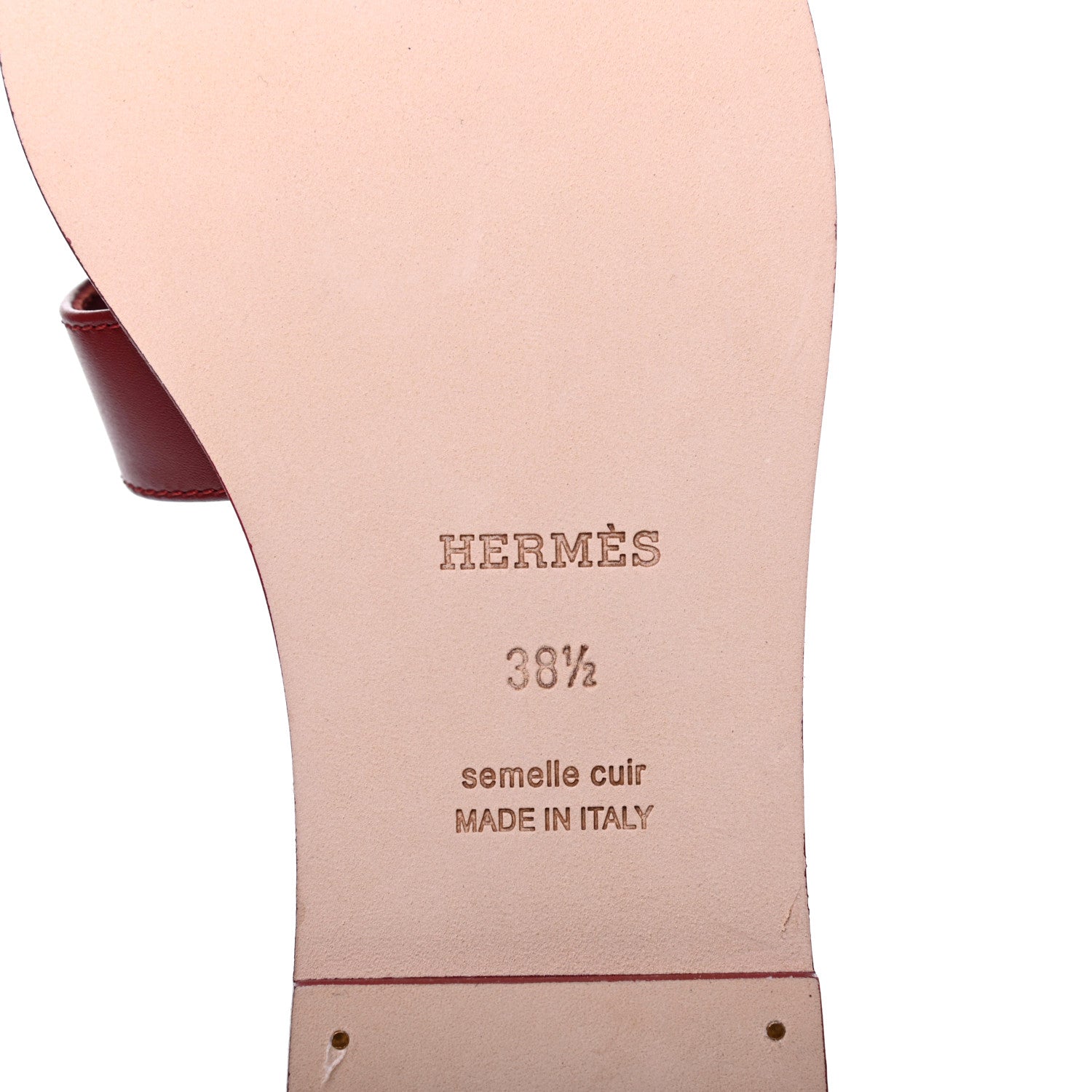 Hermes Calfskin Oran Sandals 38.5 Rouge Tomette 6 of 9