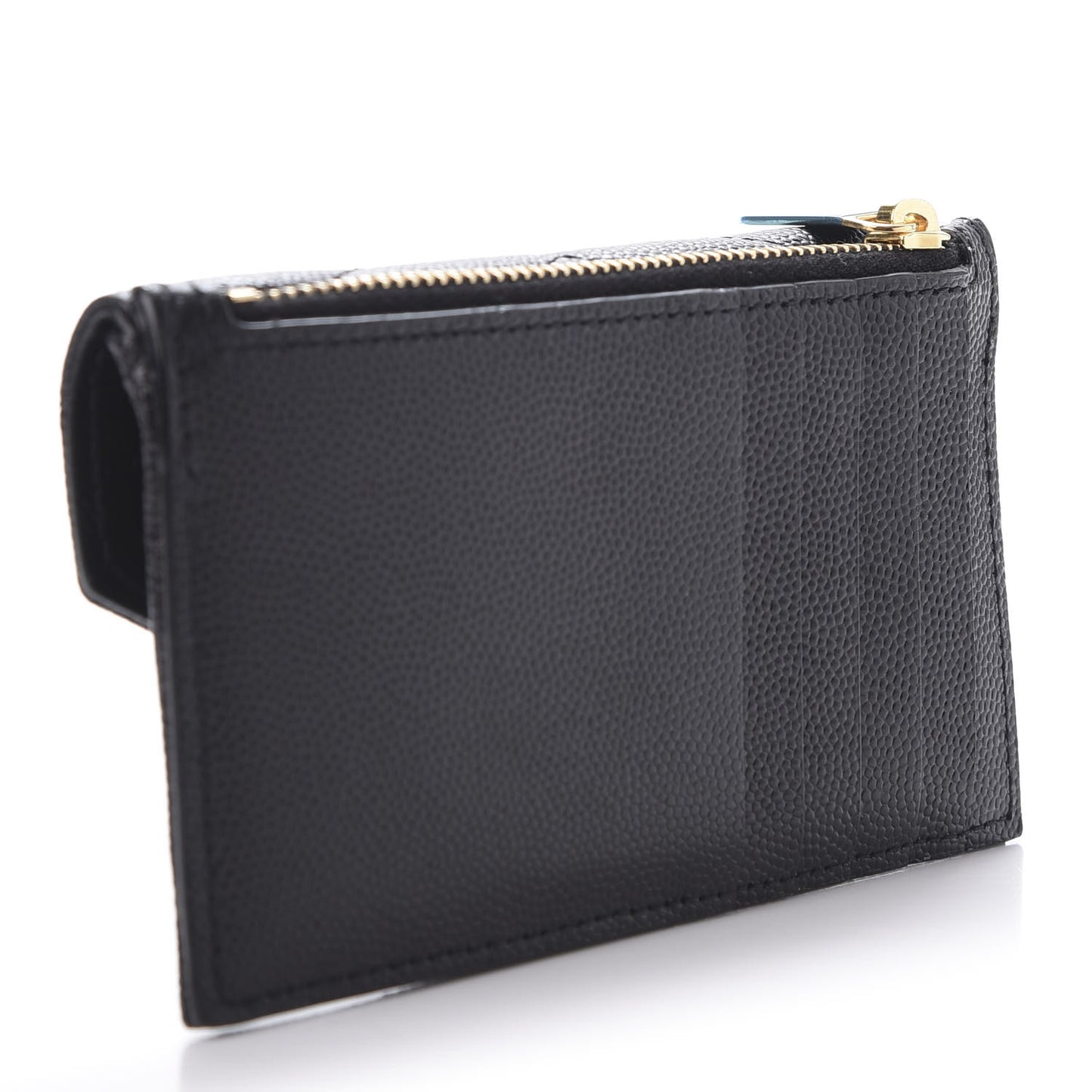 Grain De Poudre Matelasse Chevron Monogram Compact Wallet Black
