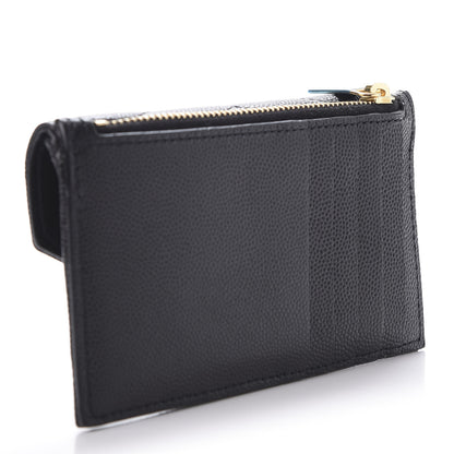 Saint Laurent Grain De Poudre Matelasse Chevron Monogram Compact Wallet Black 2 of 7