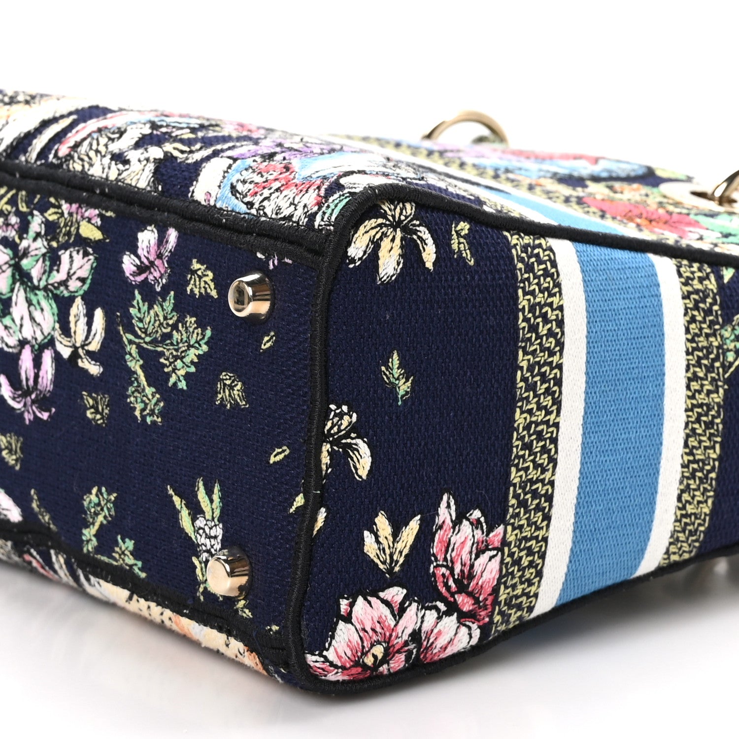 Christian Dior Canvas D-Constellation Embroidered Medium Lady D-Lite Bleu Multicolor 10 of 11