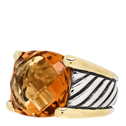 David Yurman Sterling Silver 18K Yellow Gold Citrine Cable Cocktail Ring 49 5 3 of 6