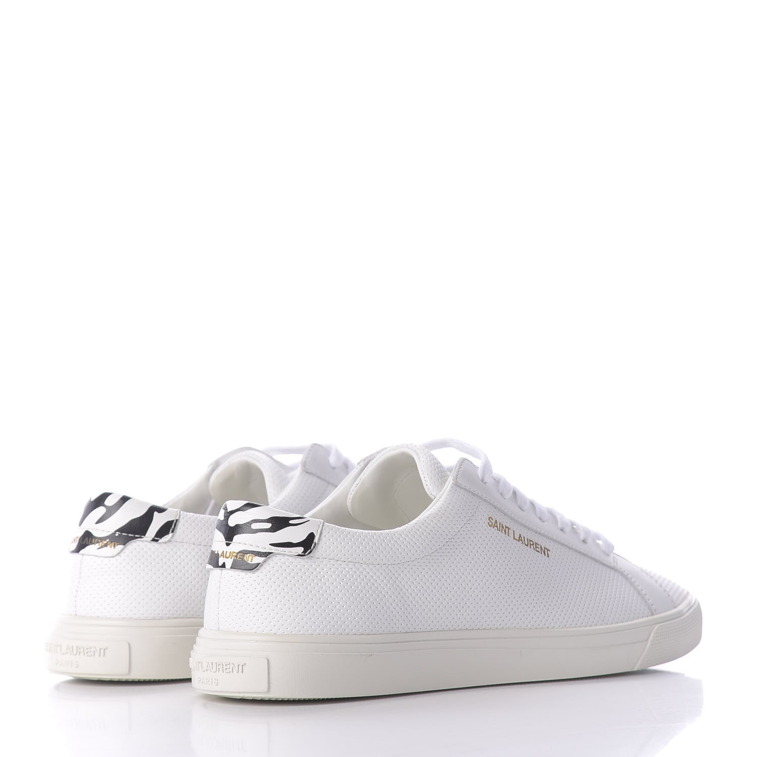 Saint Laurent Perforated Calfskin Zebra Print Andy Low Top Sneakers 38.5 White 4 of 11