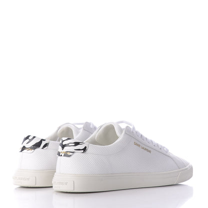 Saint Laurent Perforated Calfskin Zebra Print Andy Low Top Sneakers 38.5 White 4 of 11