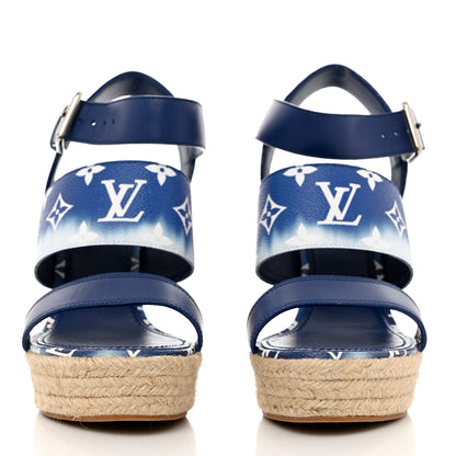Louis Vuitton Monogram Escale Starboard Wedge Sandal 41 Blue 2 of 11