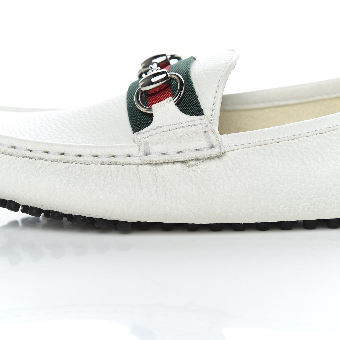 Road Calfskin Web Womens Horsebit Driver Loafers 39.5 Great White