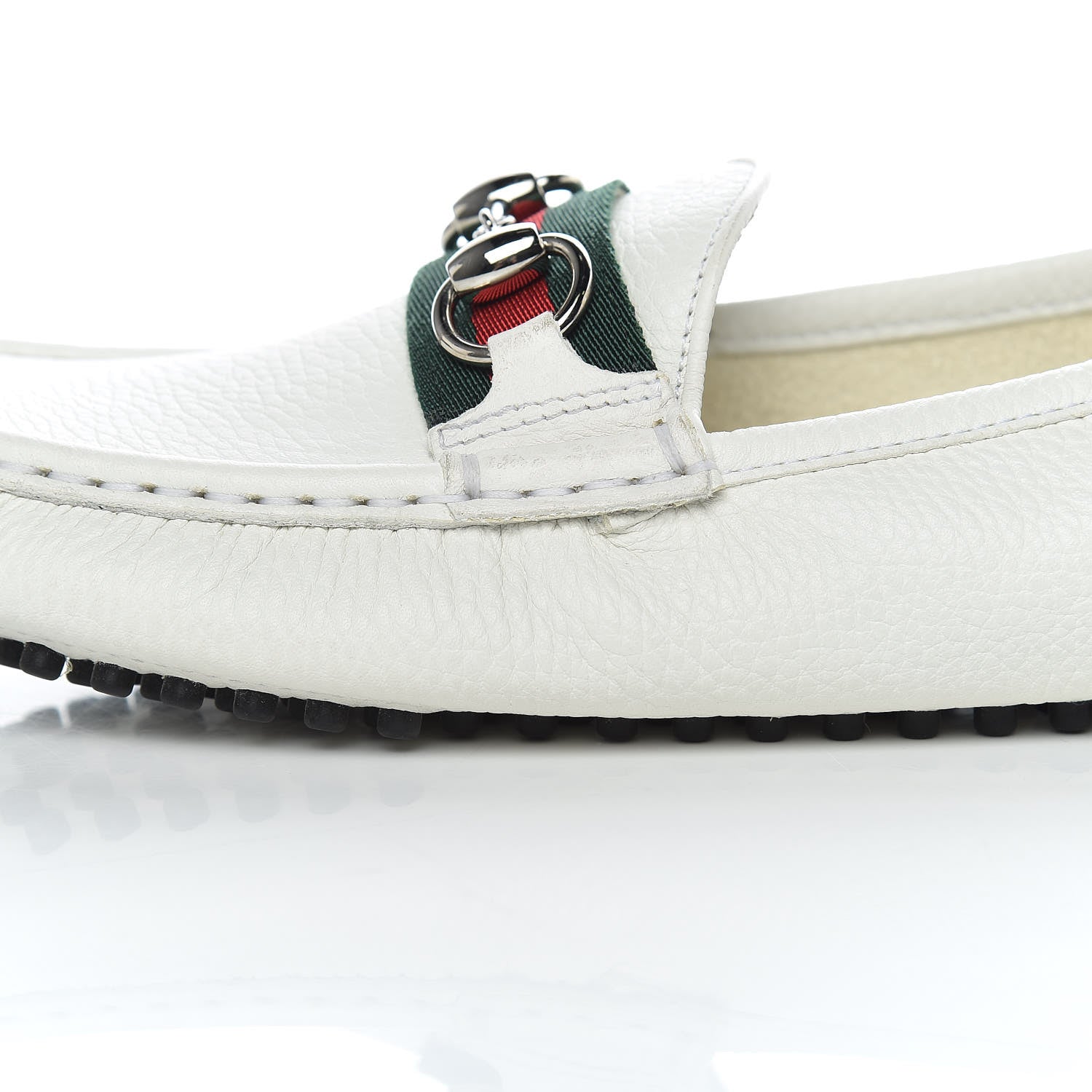 Gucci Road Calfskin Web Womens Horsebit Driver Loafers 39.5 Great White 9 of 13