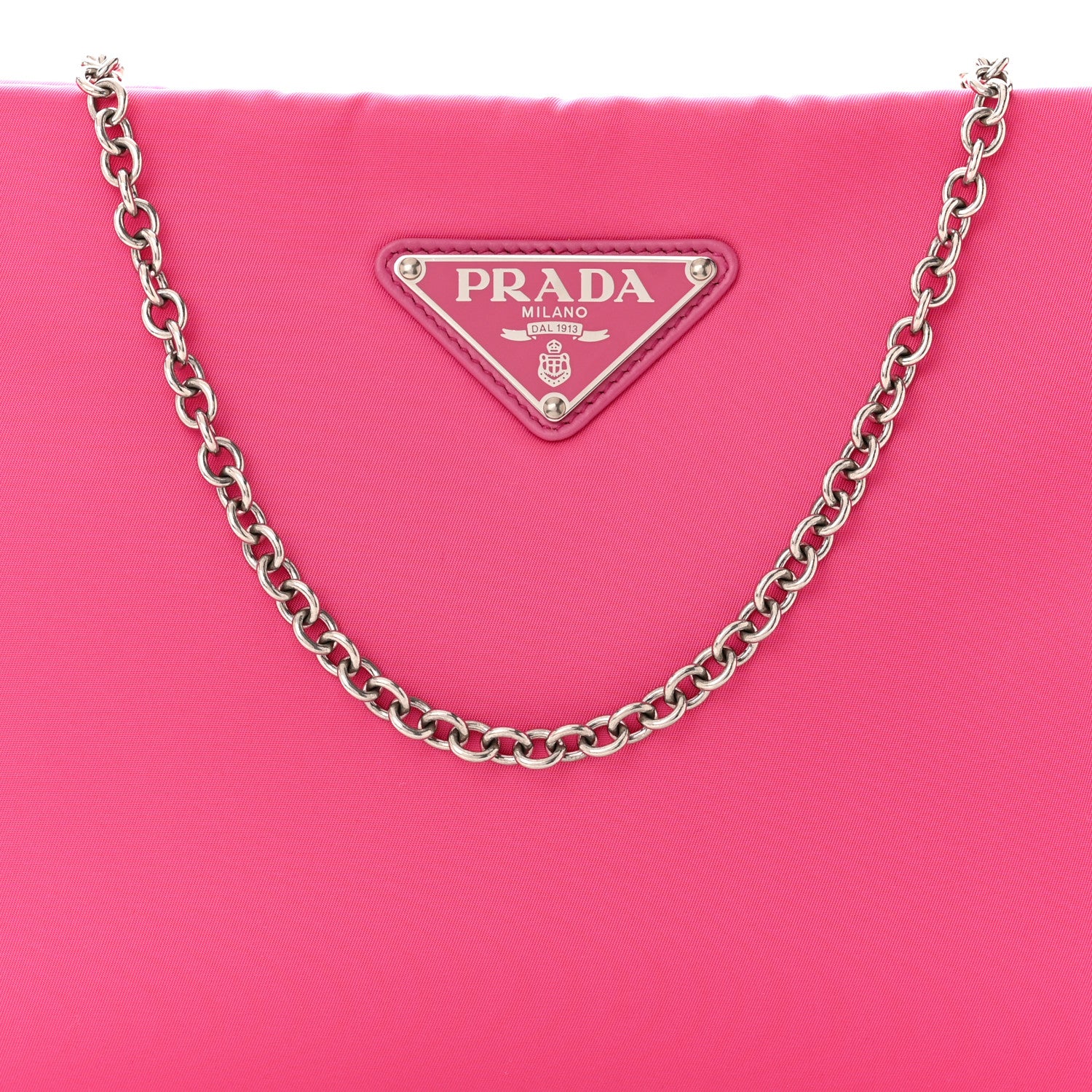 Prada Tessuto Nylon Soft Padded Medium Chain Clutch Bag Fuxia 8 of 10