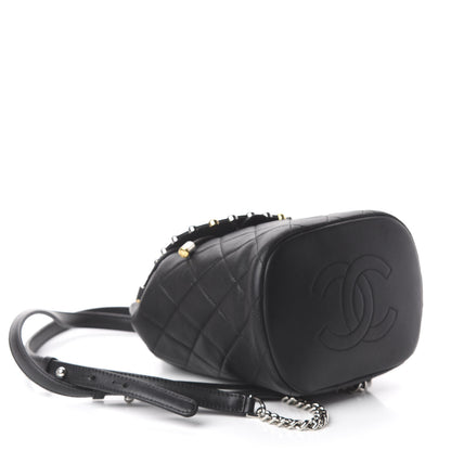 Chanel Lambskin Quilted Metallic Bubble Backpack Black 3 of 9
