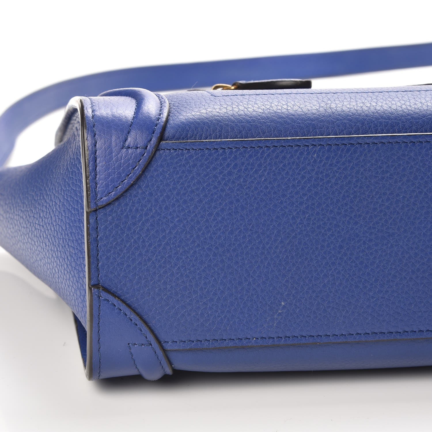 Celine Drummed Calfskin Nano Luggage Indigo 7 of 7