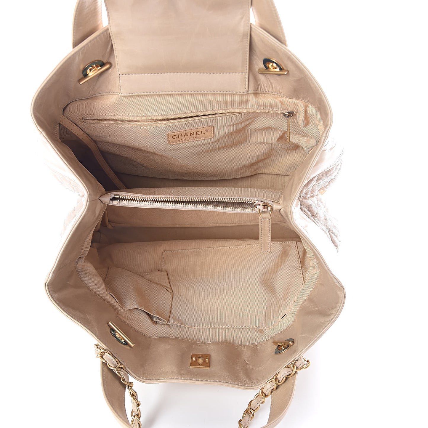 Iridescent Calfskin Large In the Mix Tote Beige