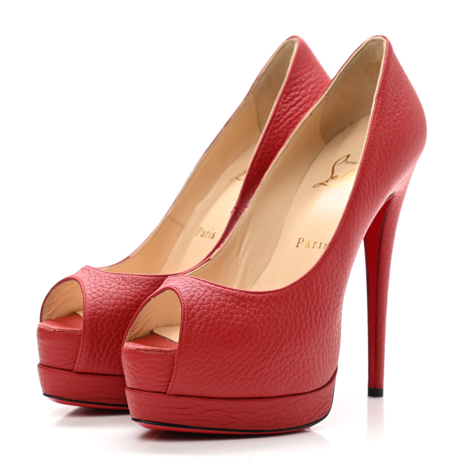 Christian Louboutin Calfskin Palais Royal 140 Pumps 37.5 Red 3 of 11