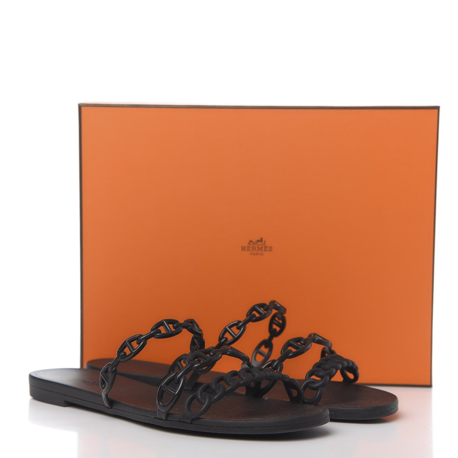 Hermes Rubber Chaine d'Ancre Rivage Sandals 40 Black 8 of 8