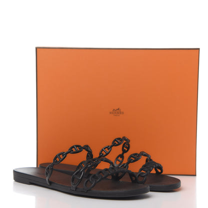 Hermes Rubber Chaine d'Ancre Rivage Sandals 40 Black 8 of 8