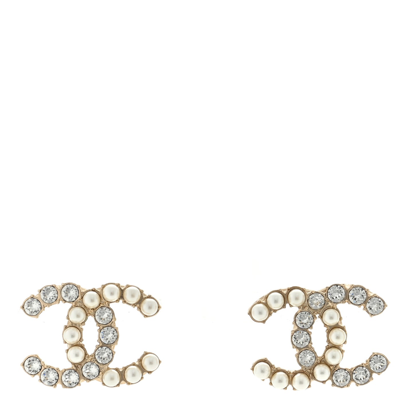 Pearl Crystal CC Earrings Gold