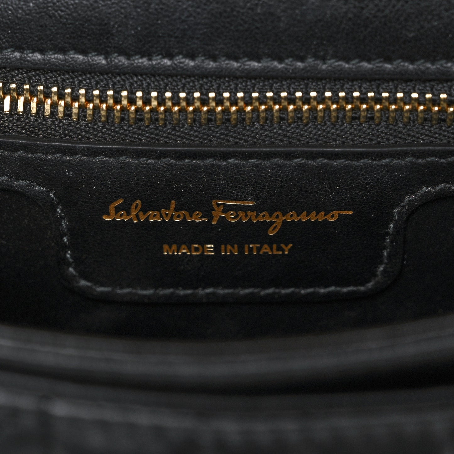Calfskin Quilted Gancini Small Flap Bag Black