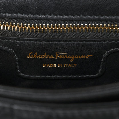 Salvatore Ferragamo Calfskin Quilted Gancini Small Flap Bag Black 5 of 11