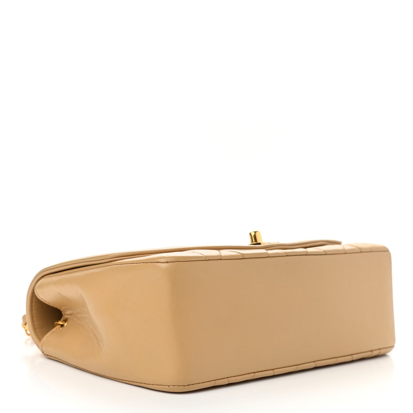 Lambskin Quilted Small Single Flap Beige