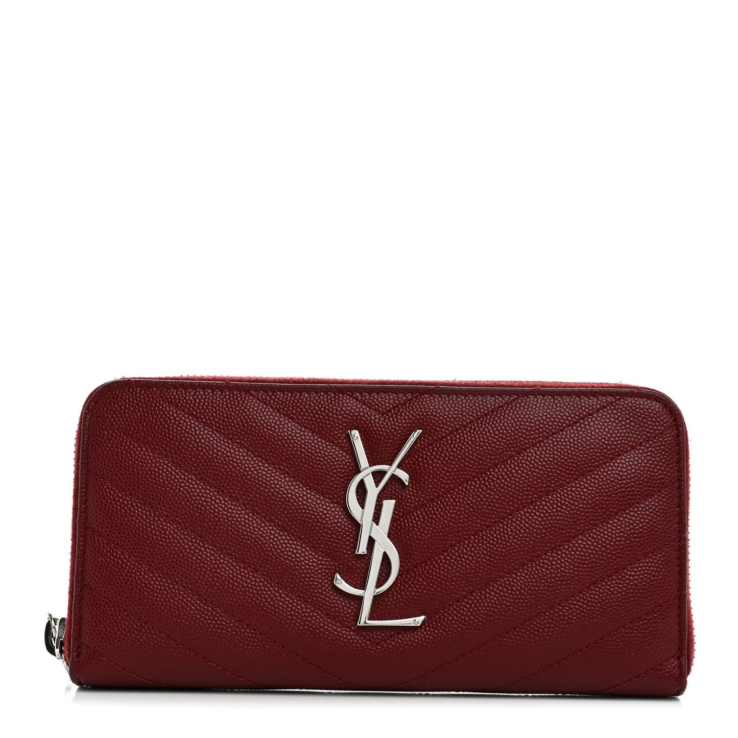 Grain De Poudre Matelasse Chevron Monogram Zip Around Wallet Palissandre