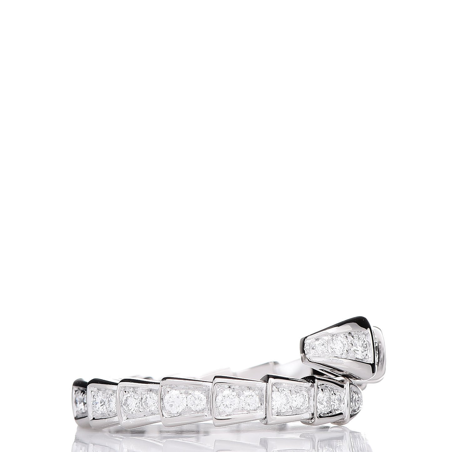 18K White Gold Diamond Serpenti Viper Pave Ring L