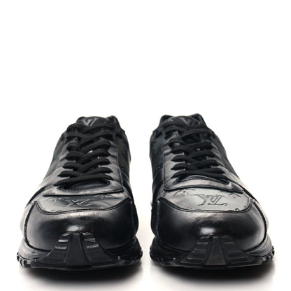 Louis Vuitton Iridescent Textile Monogram Calfskin Mens Run Away Sneakers 10 Black 2 of 9
