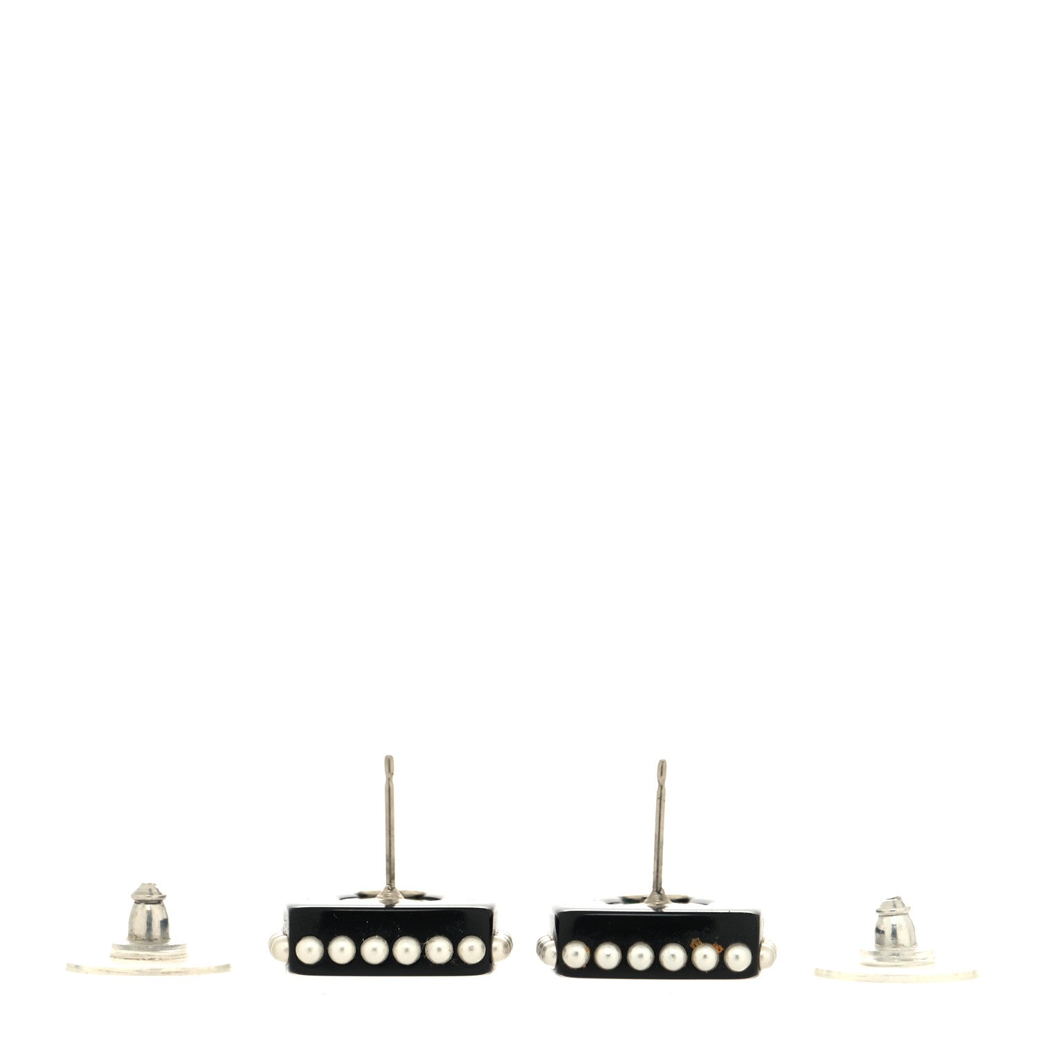 Chanel Resin Pearl Square CC Earrings Black 3 of 4