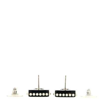 Chanel Resin Pearl Square CC Earrings Black 3 of 4