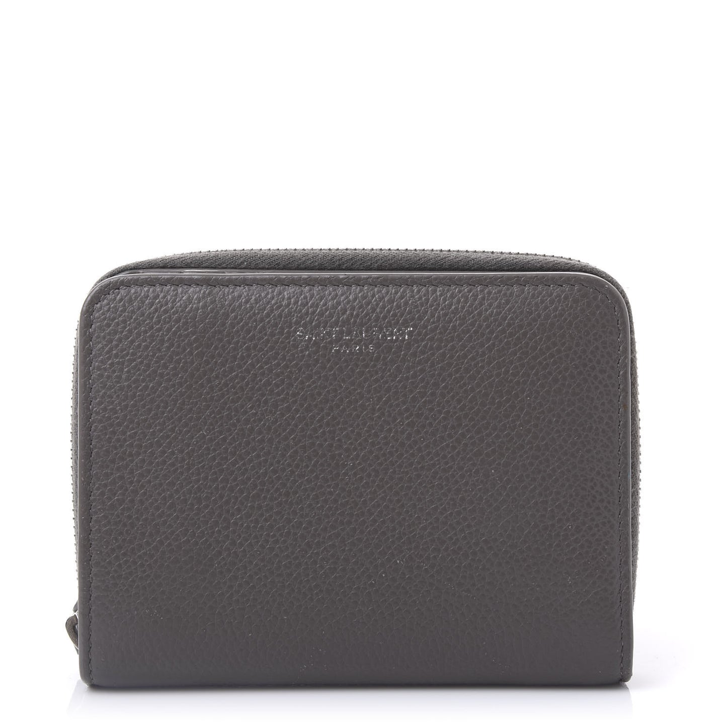 Grained Calfskin Rive Gauche Compact Zip Around Wallet Fog