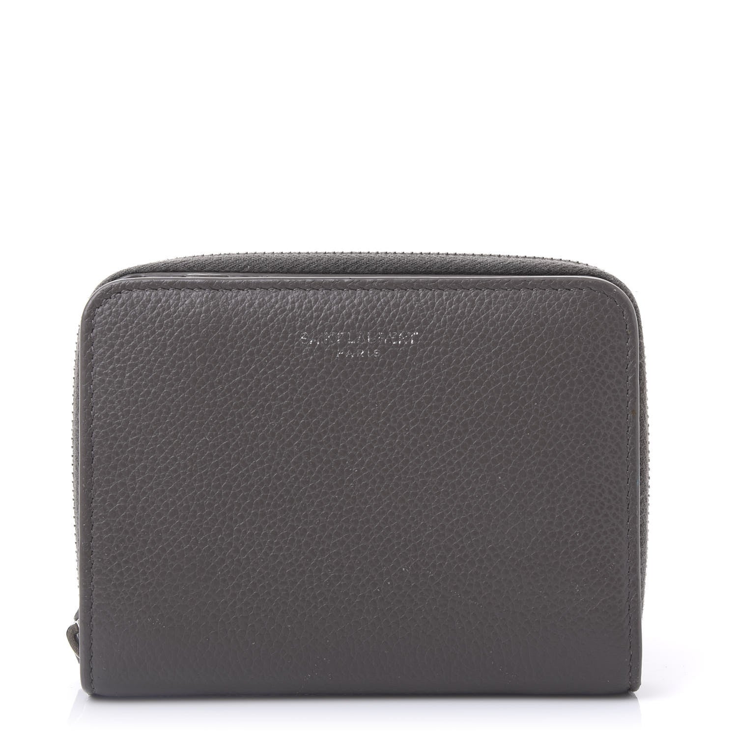 Saint Laurent Grained Calfskin Rive Gauche Compact Zip Around Wallet Fog 1 of 11