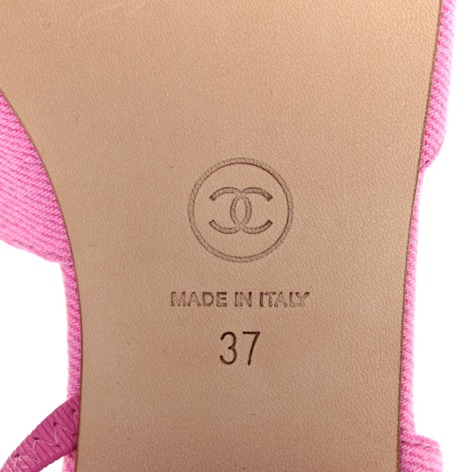 Chanel Denim Cap Toe CC Slingback Flat 37 Neon Pink 7 of 8