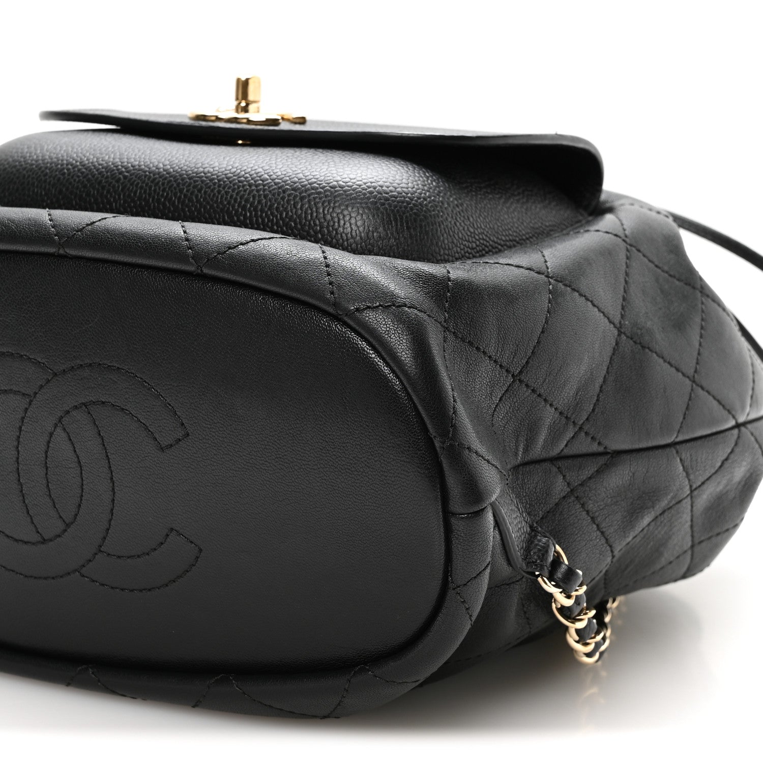 Chanel Sheepskin Caviar Quilted Daily Round Backpack Black 9 of 9