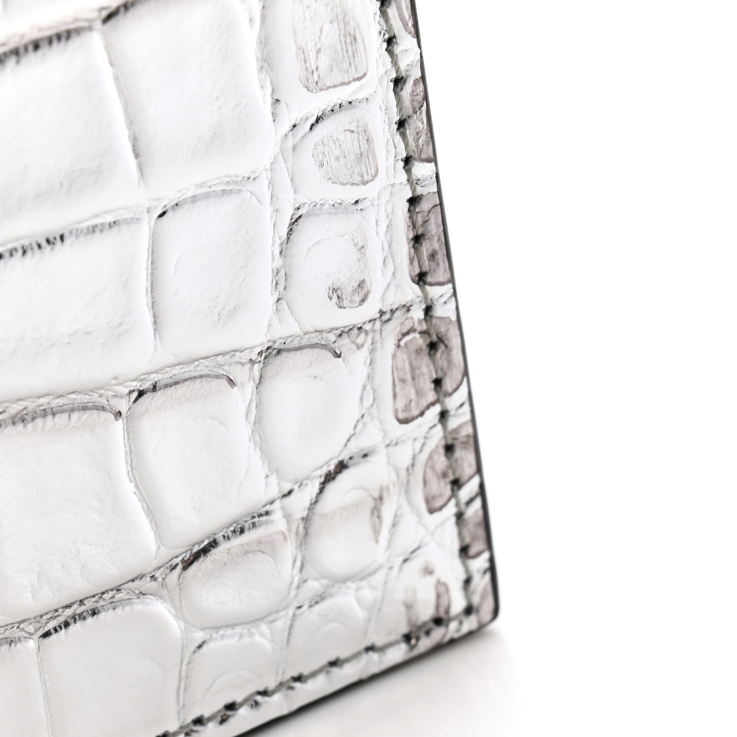 Metallic Calfskin Crocodile Embossed Skull Mini Shoulder Bag Silver