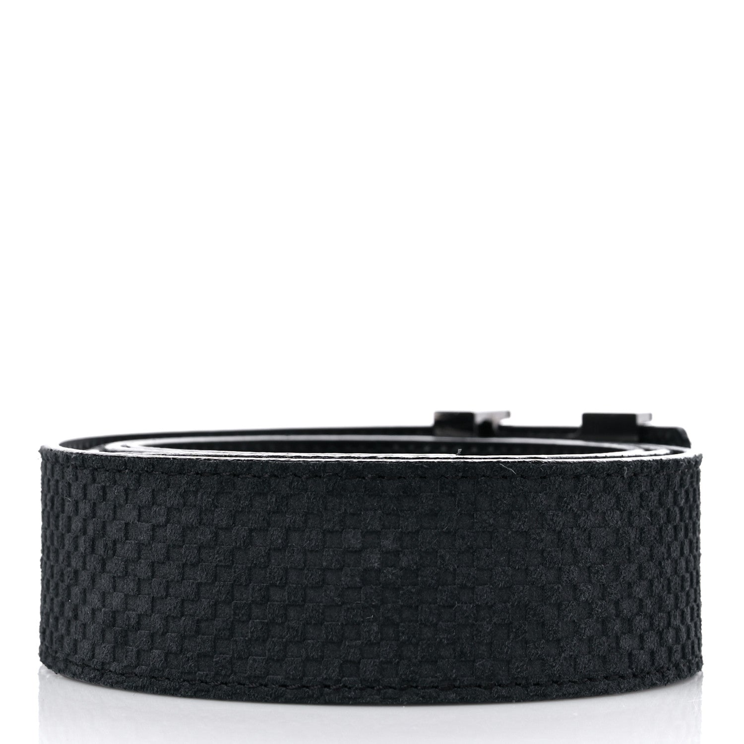 Louis Vuitton Suede Calfskin Mini Damier 40mm LV Initiales Belt 110 44 Carbone 2 of 8