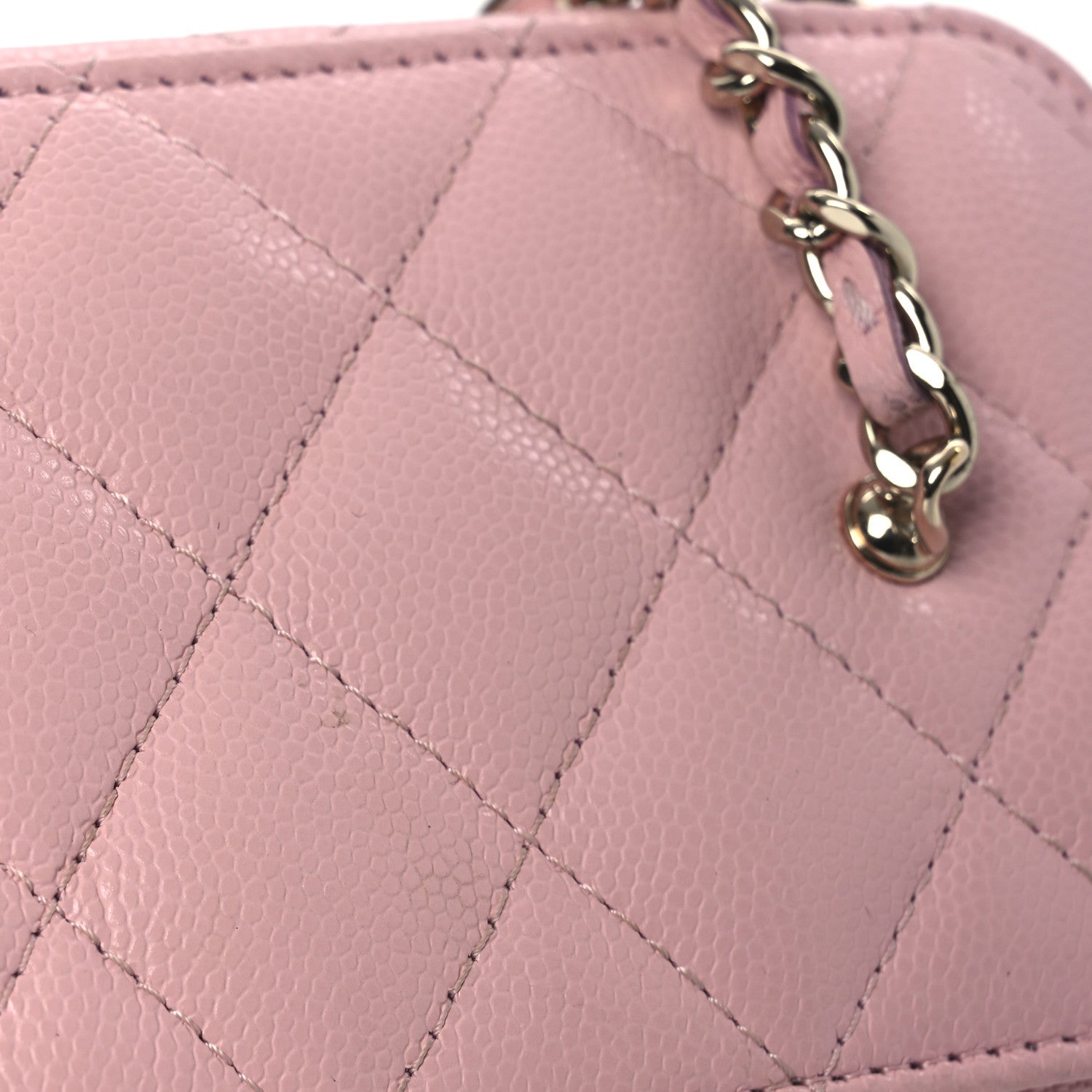 Chanel Caviar Quilted  Vanity Case With Chain Pink 13 of 14