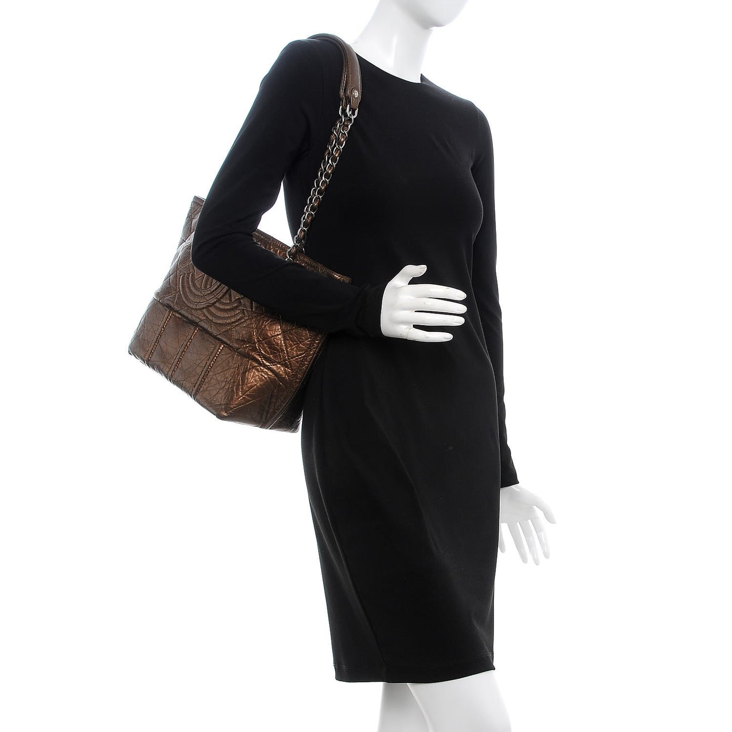 Metallic Aged Calfskin Small Shopping In Moscow Tote Bronze