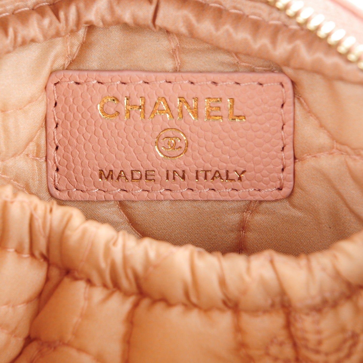 Chanel Caviar Camellia Embossed Small Cosmetic Case Nude 6 of 7