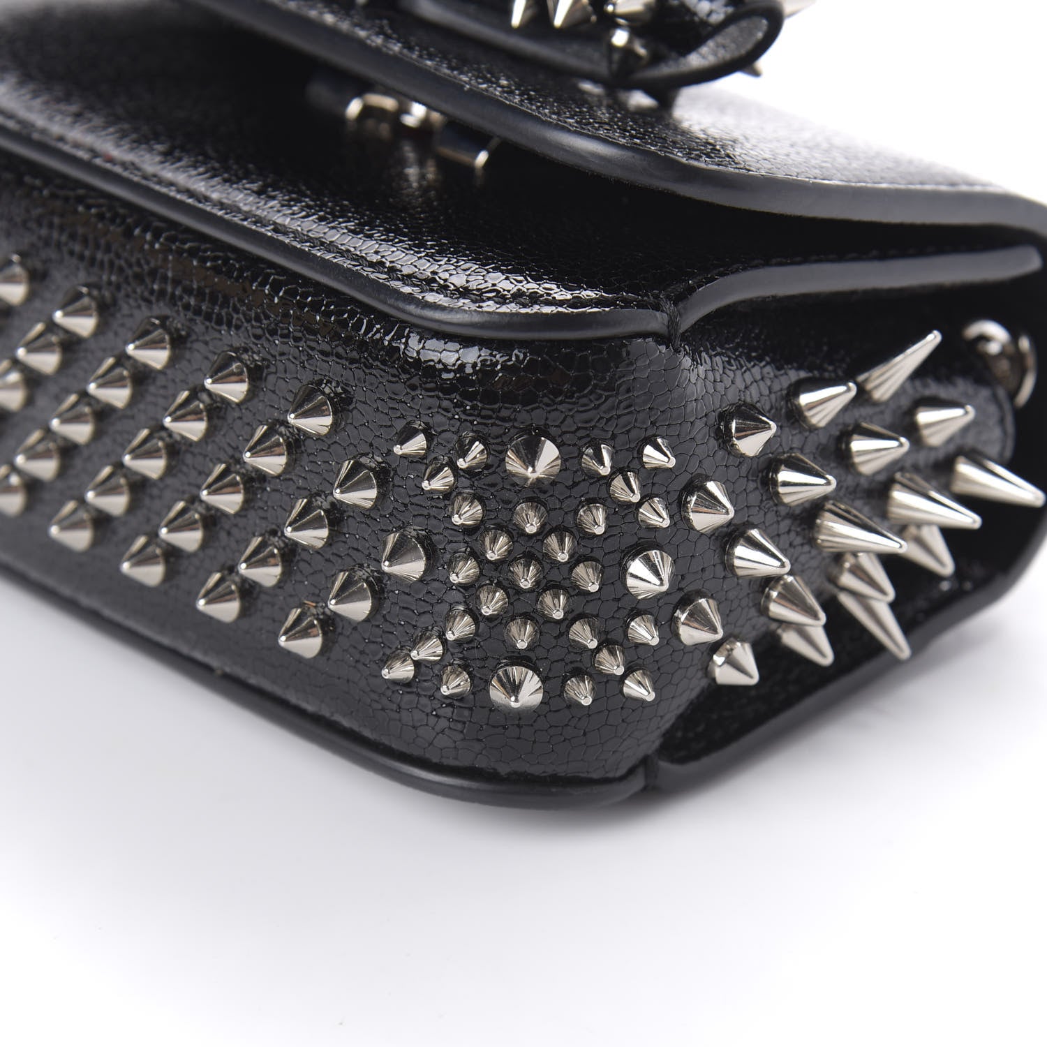 Christian Louboutin Jurassic Calfskin Spikes Sweety Charity NV Crossbody Bag Black Silver 7 of 10